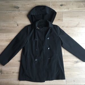 Jones New York Classic Double-Breasted Coat with Removable Plaid Lining